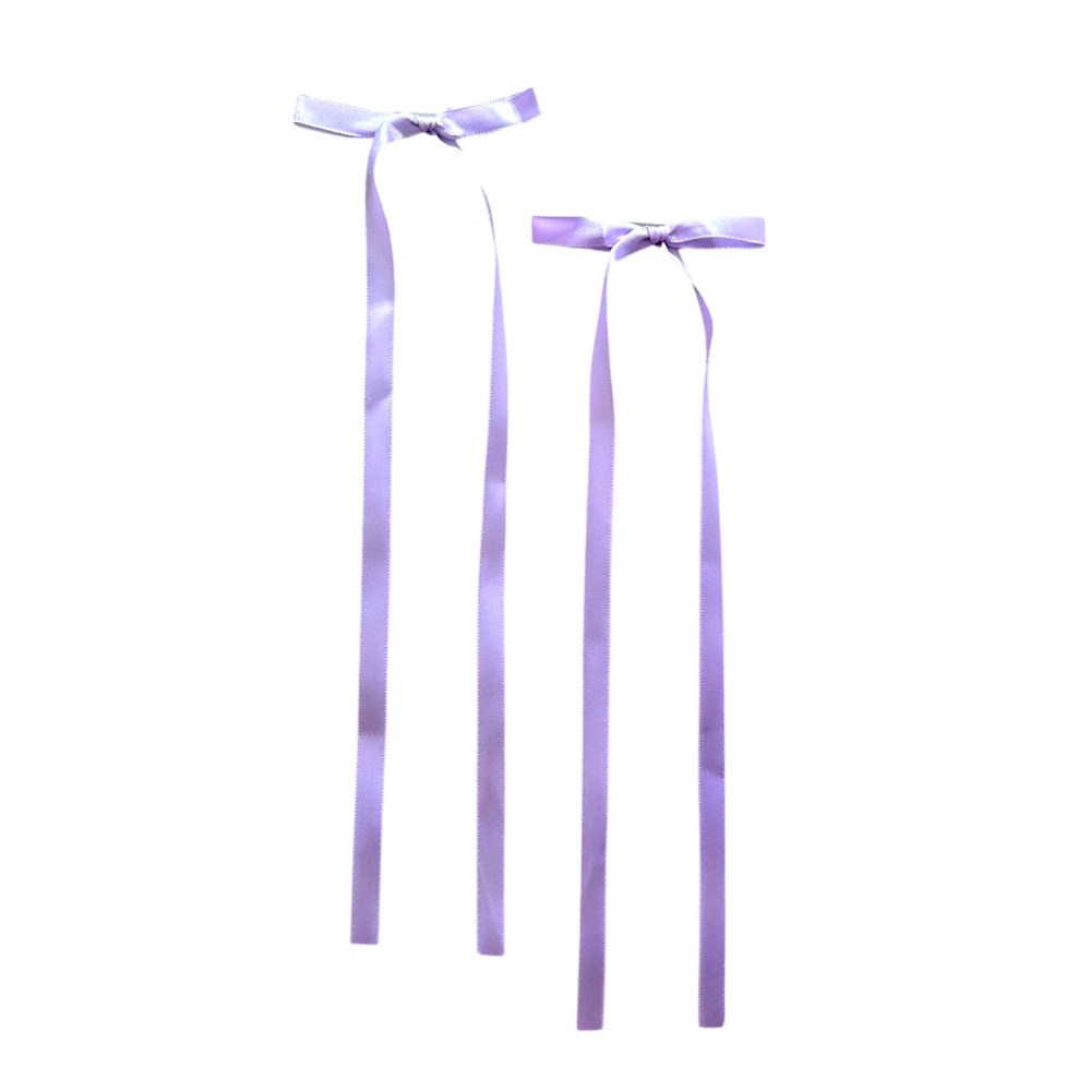 Women’s Ribbon Hair Clips Lavendar Bows Set of 2 - Picture 1 of 4